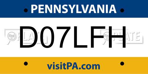 D07LFH Pennsylvania License Plate