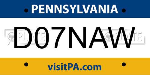 D07NAW Pennsylvania License Plate