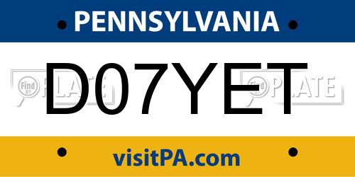 D07YET Pennsylvania License Plate