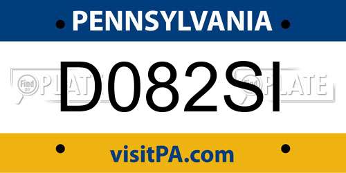 D082SI Pennsylvania License Plate
