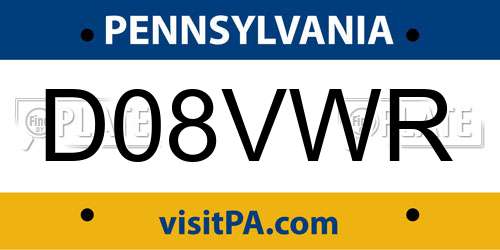 D08VWR Pennsylvania License Plate