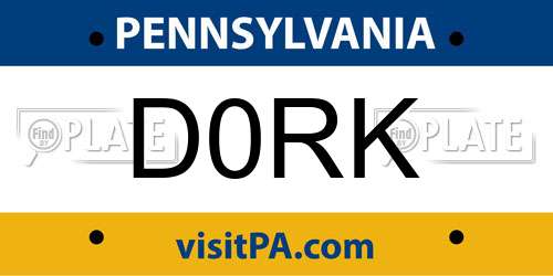 D0RK Pennsylvania License Plate