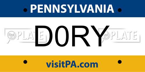 D0RY Pennsylvania License Plate