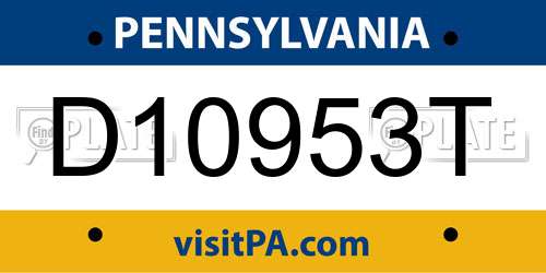 D10953T Pennsylvania License Plate