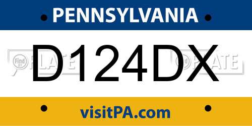 D124DX Pennsylvania License Plate