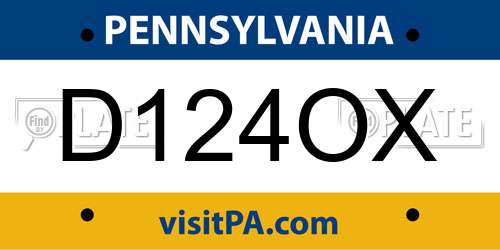 D124OX Pennsylvania License Plate