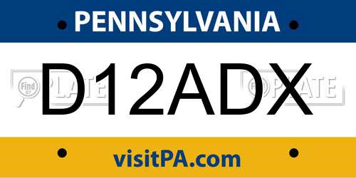 D12ADX Pennsylvania License Plate