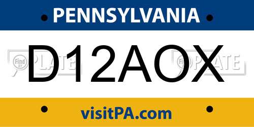 D12AOX Pennsylvania License Plate