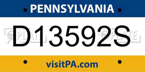 D13592S Pennsylvania License Plate