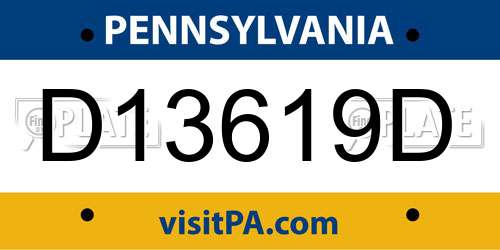 D13619D Pennsylvania License Plate