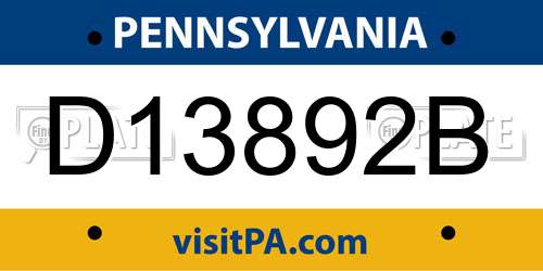 D13892B Pennsylvania License Plate