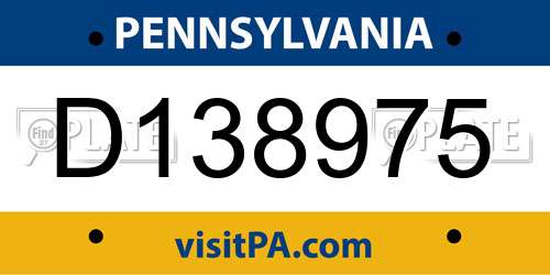 D138975 Pennsylvania License Plate