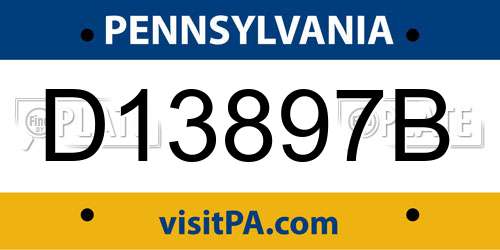 D13897B Pennsylvania License Plate