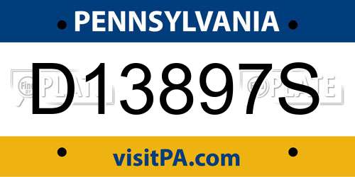 D13897S Pennsylvania License Plate