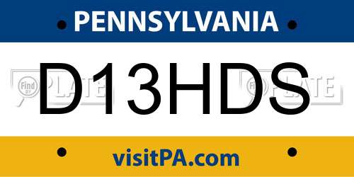 D13HDS Pennsylvania License Plate
