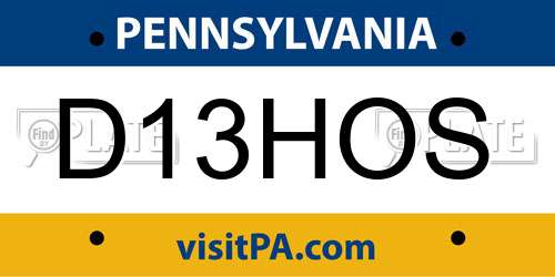 D13HOS Pennsylvania License Plate