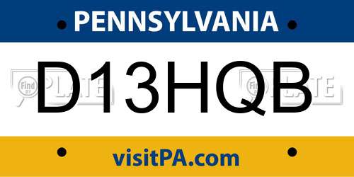 D13HQB Pennsylvania License Plate