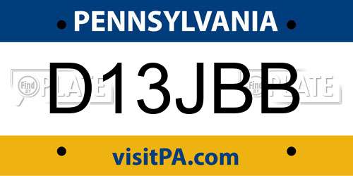 D13JBB Pennsylvania License Plate