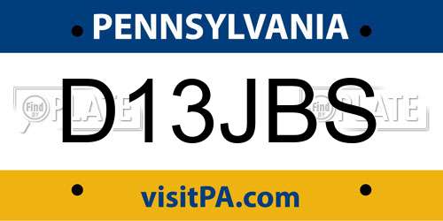 D13JBS Pennsylvania License Plate