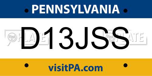 D13JSS Pennsylvania License Plate