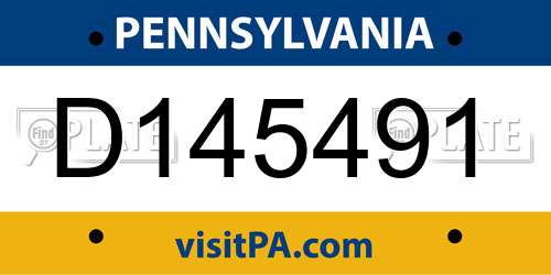 D145491 Pennsylvania License Plate