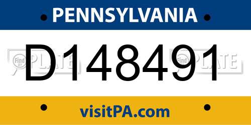 D148491 Pennsylvania License Plate