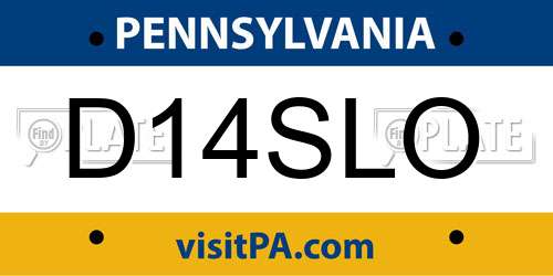 D14SLO Pennsylvania License Plate