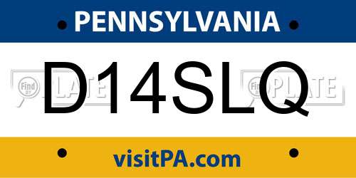 D14SLQ Pennsylvania License Plate