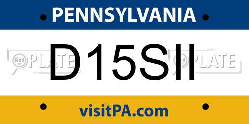 D15SII Pennsylvania License Plate