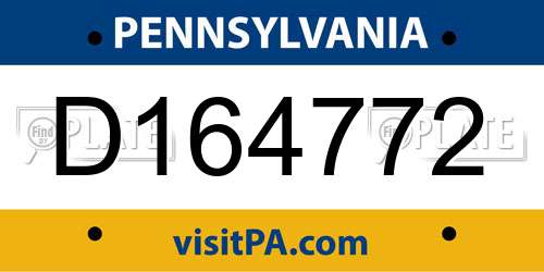 D164772 Pennsylvania License Plate