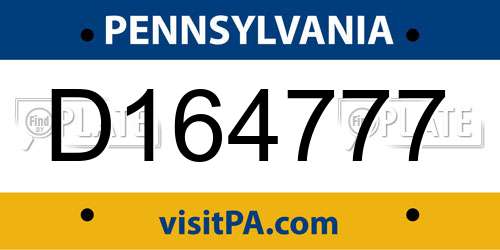 D164777 Pennsylvania License Plate