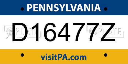 D16477Z Pennsylvania License Plate