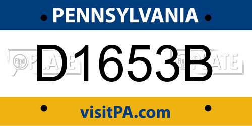 D1653B Pennsylvania License Plate
