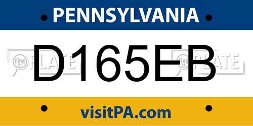 D165EB Pennsylvania License Plate