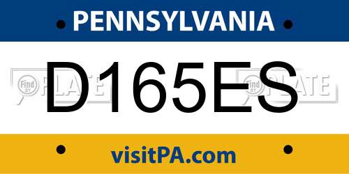 D165ES Pennsylvania License Plate