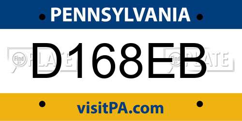 D168EB Pennsylvania License Plate