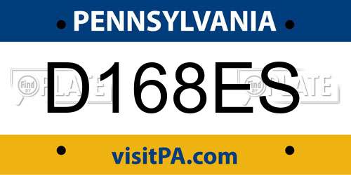 D168ES Pennsylvania License Plate