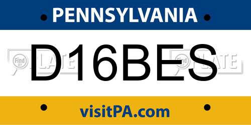 D16BES Pennsylvania License Plate