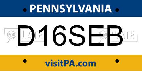 D16SEB Pennsylvania License Plate