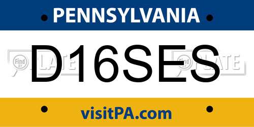 D16SES Pennsylvania License Plate