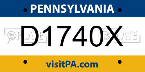 D1740X Pennsylvania License Plate