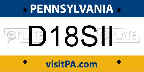 D18SII Pennsylvania License Plate