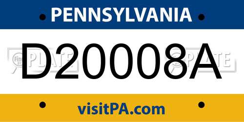 D20008A Pennsylvania License Plate