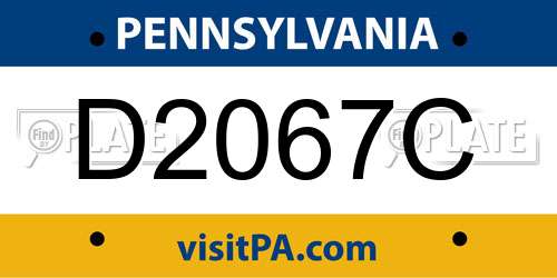 D2067C Pennsylvania License Plate