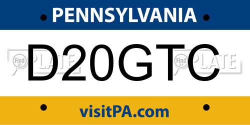 D20GTC Pennsylvania License Plate