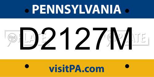 D2127M Pennsylvania License Plate