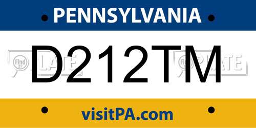 D212TM Pennsylvania License Plate