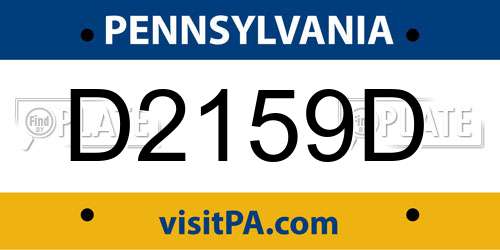 D2159D Pennsylvania License Plate