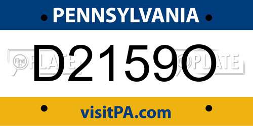 D2159O Pennsylvania License Plate