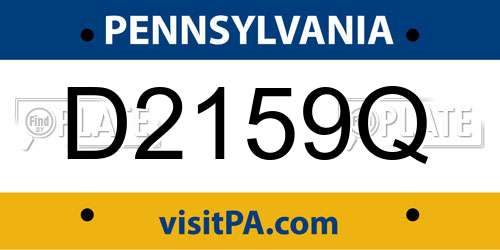 D2159Q Pennsylvania License Plate